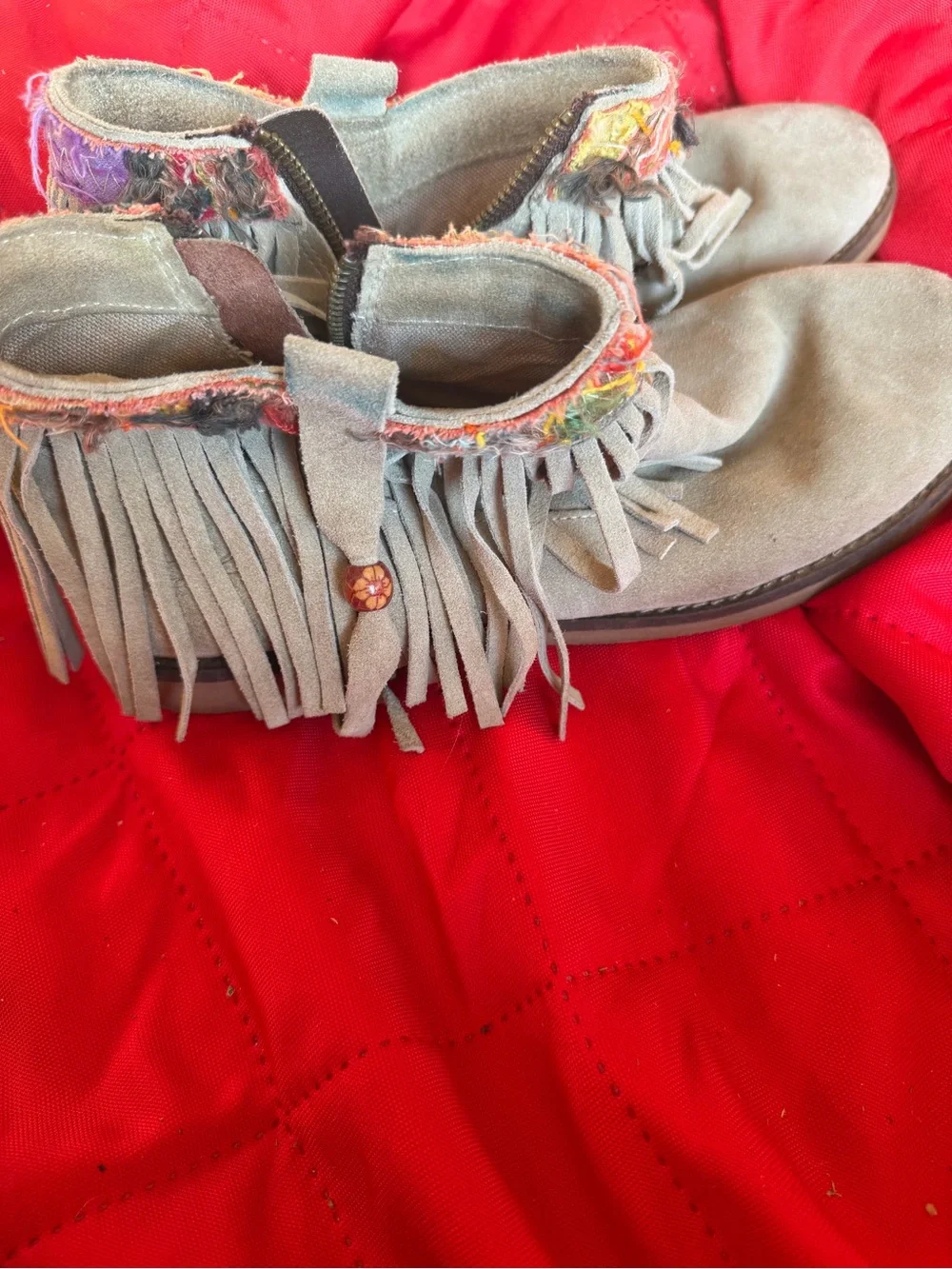 Women's Coolway Naim Fringe Leather/Suede Bootie in Tan Size 10
